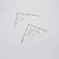 Juego de geometría de poliestireno Vikas de proveedor indio, duradero, con 2 escuadras y regla triangular de 8 y 10 pulgadas para uso escolar en matemáticas.