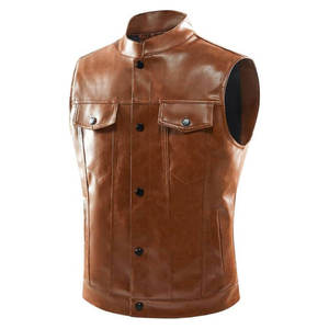 Bulk Supply Premium Genuine Leather Motorcycle <b>Vest</b> <b>Men's</b> <b>Black</b> Biker <b>Vest</b> Custom Logo Wholesale Supplier In Pakistan - Product Image 2