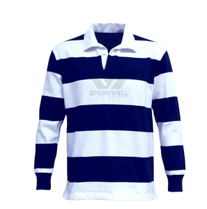 Men's Long Sleeve Striped Rugby <b>Shirt</b> Turn-Down Collar Full Sleeve Regular Fit Cotton <b>Polyester</b> Blend All Seasons Sports Apparel - Product Image 5