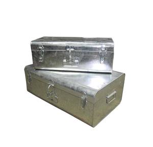 Caisse en métal galvanisé, boîte de rangement rectangulaire avec couvercle à charnières, conteneur de conception industrielle, 1 couche, type coffre - Product Image 5