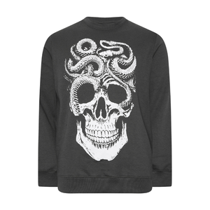 Plus Size <b>Men's</b> Plaid Anti-Shrink Knitted <b>Sweatshirt</b> Big & Tall Ebony <b>Grey</b> - Product Image 1