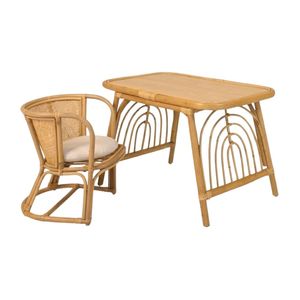 Rainbow Pattern Rattan Kids <b>Table</b> Chairs <b>Toddler</b> Furniture Wholesale Discount High Quality Hot Sale Factory Price Cheap - Product Image 1