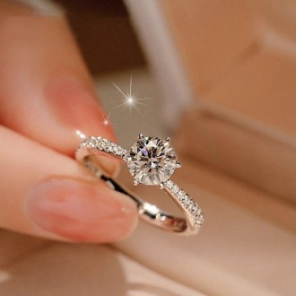 2023 New Cubic Ring with 1 Carat Stone Diamond Wedding Belt 6 Close Simulation for Proposal