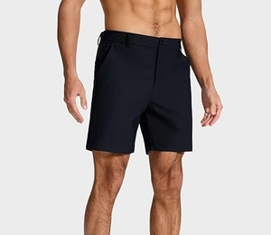 กางเกงขาสั้นชิโน่ผู้ชาย น้ำหนักเบา ยืดหยุ่นได้ ออกแบบเองได้ สำหรับเล่นกีฬา ฝึกซ้อม กอล์ฟ แห้งเร็ว เอวยางยืด สีดำ - Product Image 4