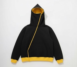 Sudadera con capucha moderna para hombre con cremallera completa y cuello alto, forrada en forro polar de 350 GSM, chaqueta de forro polar premium de alta densidad. - Product Image 1