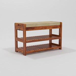 Saleem inernational Solid Wood 2 Level <b>Shoe</b> Rack Juta Chhpal Rack Size 70x30x45 CM l Teak Finish - Product Image 4