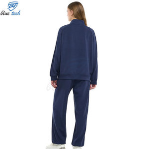 Wholesale Women Tracksuit Set Cotton Fleece Solid Eco-Friendly Breathable Streetwear Hoodie Sweatpants Two Piece Casual Outfit - Product Image 3