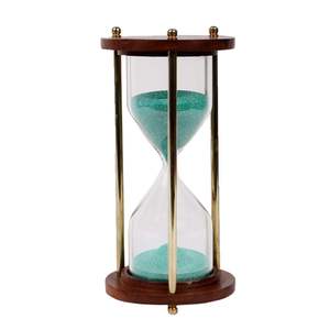 Wooden Hourglass Sand Timer with Metal Frame and Glass Chamber Decorative Desk <b>Clock</b> for Home Office Study Meditation - Product Image 3