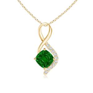 14K <b>Solid</b> <b>Gold</b> Natural Emerald Infinity Twist <b>Pendant</b> With Diamond Accents Classic Fine Jewellery Anniversary Gift For Her 2026 - Product Image 1
