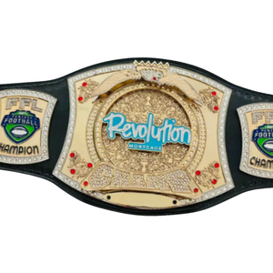 Cinturón de Campeón de Fútbol Revolution Mortgage, Trofeo Deportivo Personalizable, Diseño Dorado y Azul - Product Image 2