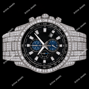Reloj Cronógrafo con Diamantes, Brazalete Plateado de Lujo, Reloj de Pulsera de Diseño Premium, Accesorio de Moda - Product Image 2