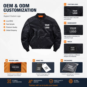 Solid Men's Autumn Streetwear Classic Fit Bomber <b>Jacket</b> with Waterproof Zipper Closure and Stand Collar Polyester/Nylon - Product Image 2
