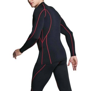 Men's <b>Long</b> <b>Sleeve</b> <b>Compression</b> <b>Shirt</b> Black Red Flatlock Rash Guard Moisture Wicking Martial Arts Top - Product Image 3