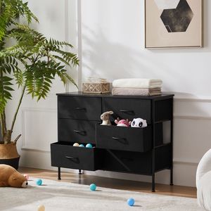 Cassettiera Larga a 6 Cassetti per Camera da Letto, Contenitore in Tessuto con Struttura in Metallo e Piano in Legno, Adatta per TV - Product Image 5
