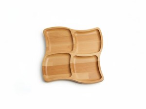 Wooden 4-Section Divided <b>Snack</b> <b>Tray</b> & Serving Platter Portable Eco-Friendly Catering Charcuterie Board - Product Image 4