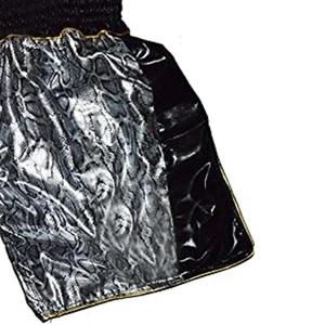 Luxury Snakeskin Satin Muay Thai Shorts - Silver/<b>Black</b> Kickboxing <b>Trunks</b> - Professional Sanda & MMA Shorts with Gold Trim - Product Image 6