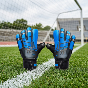 Low MOQ Blue Goalkeeper <b>Gloves</b> Front Palm German Latex Sillicon Inject Negative Cut Finger Protection Soccer <b>Gloves</b> - Product Image 4