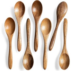 Set di 7 Cucchiaini in Legno di Acacia da 5,8 Pollici, Piccoli Cucchiai per Miele, Caffè e Tè - Product Image 1