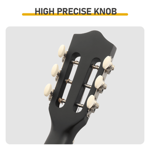 Guitarra Acústica Negra Mate de 30 Pulgadas con Púas, Cuerdas, Capo, Estuche, Afinador y Correa - Product Image 6