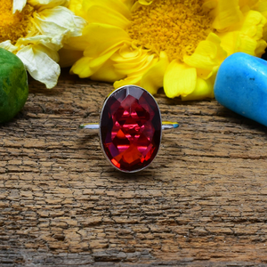 Bague en grenat naturel, pierre de naissance de janvier, argent sterling 925, pierre précieuse rouge profond, bijou fait main, cadeau pour elle - Product Image 2