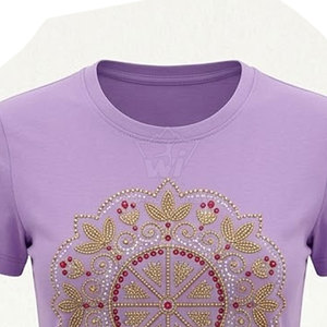 เสื้อยืดผู้หญิงพรีเมียมประดับเพชร แขนสั้น ดีไซน์หรูหรา แต่งด้วยคริสตัล แฟชั่นสตรีทสไตล์ สั่งพิมพ์ลายได้ ขายส่ง - Product Image 6