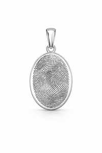 Collier pendentif personnalisé avec empreinte digitale 18x25mm en argent sterling 925, bijou commémoratif ovale gravé, breloque souvenir - Product Image 2