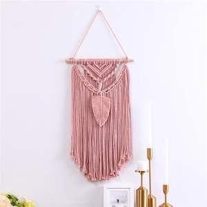 Personalizable moderno bohemio colgante de pared hecho a mano Rosa algodón macramé con diseño rojo elegante construcción arte decoración hogar - Product Image 4