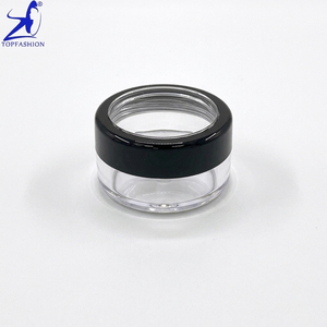50 pièces Fabriqué à Taïwan Pot cosmétique vide en plastique transparent de 10g avec bord noir, fenêtre en acrylique et bouchon fileté pour soins de la peau, nettoyant visage, lotion - Product Image 2