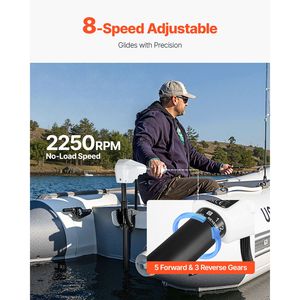 Moteur de bateau électrique 24V 86lbs Thrust 8 vitesses à montage sur transom avec indicateur de batterie - Product Image 3