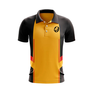 Maillot de cricket pour hommes, noir et or, à sublimation, à manches courtes, pour l'entraînement sportif, les matchs, les performances et l'uniforme d'équipe - Product Image 1