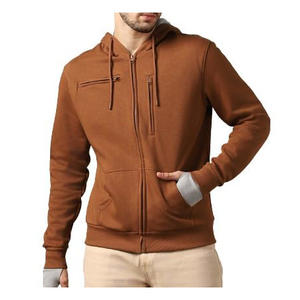 Sweat à capuche zippé en molleton épais pour homme, style streetwear, personnalisable avec logo, coupe oversize, fermeture éclair intégrale, en coton. - Product Image 1