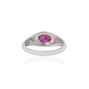 <b>Top</b> Quality Products Wholesale Design <b>Gypsy</b> Set Ruby Gemstone Dome Chunky Ring Solid K14 White Gold Customized Jewelry - Product Image 6