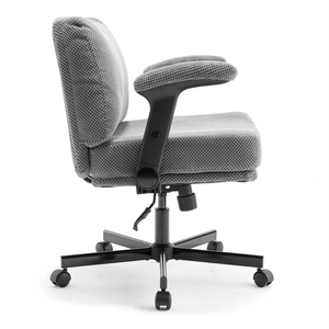 Sedia da Ufficio Comoda con Seduta Incrociata, Cuscino Spesso e Seduta Larga, Braccioli Girevoli Regolabili e Ruote - Product Image 3