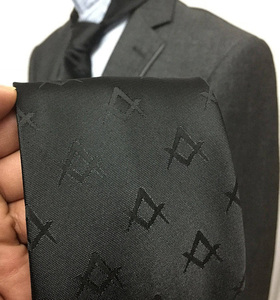 Cravate de Maître Maçon Loge Bleue, Compas Carré Noir, Personnalisée, Vente en Gros, Cravate Formelle pour Homme - Product Image 3