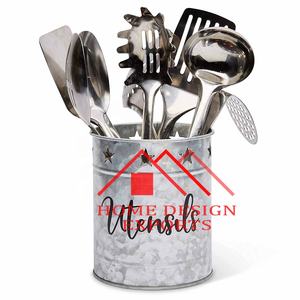 Porte-ustensiles de rangement en fer galvanisé Porte-ustensiles vintage à compartiments multiples Porte-ustensiles en métal pour cuisine et maison Best-seller - Product Image 5