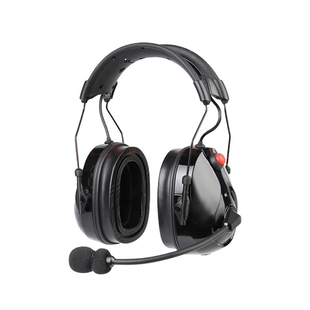 Heavy-Duty Two-Way Radio Headset for Motorola 2-Pin, Noise Cancelling Boom Mic Headband Headset for Construction & Security