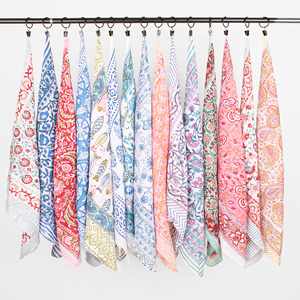 Vintage Style Ethnic Floral Cotton Square Scarf Handkerchief Multifunctional Wraps Colorful Bandanas Summer Unisex <b>Accessories</b> - Product Image 3