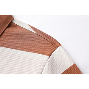 Chemise à manches longues rayée à col boutonné pour homme, respirante, lavée, avec logo personnalisé, 60% coton, 40% polyester - Product Image 4