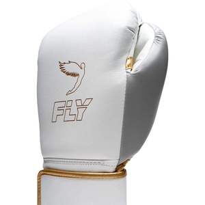 Guantes de Boxeo Profesionales de Cuero Vacuno Blanco, Correa de Muñeca Ajustable, Cierre de Gancho y Bucle Personalizable, Ligeros y Transpirables - Product Image 4