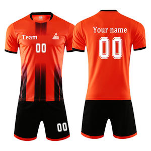 Uniforme de Fútbol para Hombre de Manga Corta con Cuello en V, 100% Poliéster, Impresión por Transferencia de Calor, Transpirable y de Secado Rápido, Servicio OEM Personalizado con MOQ Bajo - Product Image 2