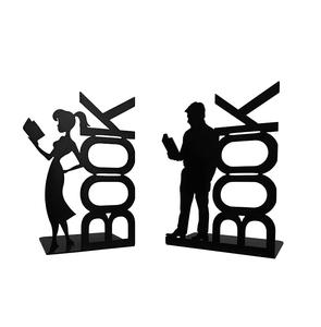 Private Labelling Solid Steel Iron Black Color Coated <b>Bookends</b> With Heavy Base For Supporting Thick Books And Files - Product Image 1