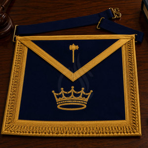 Tabliers maçonniques personnalisés en tissu soie/velours de qualité supérieure, légers, avec ceinture réglable, forme carrée, style cérémonial classique - Product Image 4