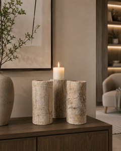 Porte-bougie cylindrique en bois fait main, écologique, décoration intérieure et extérieure - Product Image 2