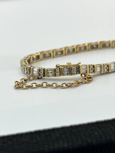 Pulsera Clásica de Aleación Chapada en Oro de 14k con Diamantes de Corte Brillante Redondo y Engaste en Canal, Estilo Hip Hop para Mujer - Product Image 2
