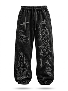 Ensemble de survêtement noir pour homme, sweat à capuche oversize et pantalon de jogging, style streetwear, avec logo brodé personnalisé, en coton épais, deux pièces - Product Image 6
