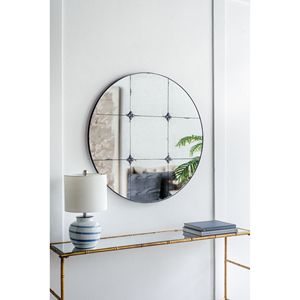 Specchio da Parete Rotondo D36 in Vetro Anticato, Elegante Decorazione Tradizionale per Ingresso, Consolle o Bagno - Product Image 1