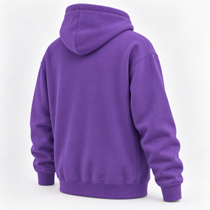 Sudadera con capucha morada para hombre, de algodón y felpa, estilo casual, con logotipo y diseño personalizados para venta al por mayor. - Product Image 3