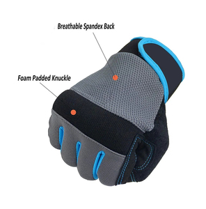 Gants de sécurité polyvalents avec bouts de doigts texturés, antidérapants, avec poignets élastiques, en polyester, bleu, noir, gris - Product Image 4
