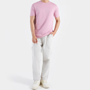T-shirts pour hommes en tissu peigné 100 % coton, coupe ample, anti-boulochage, couleur unie, avec logo personnalisé imprimé, élégants et à prix abordable - Product Image 5