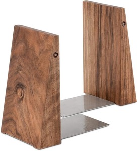Juego de 2 sujetalibros de madera, diseño rústico, forma triangular, decoración de madera hecha a mano para exhibición en el hogar u oficina - Product Image 1